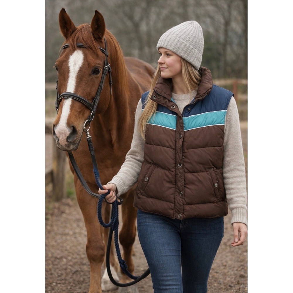 Vintage Y2K Aeropostale Brown Teal Puffer Vest Hippie Western Cowgirl XL
